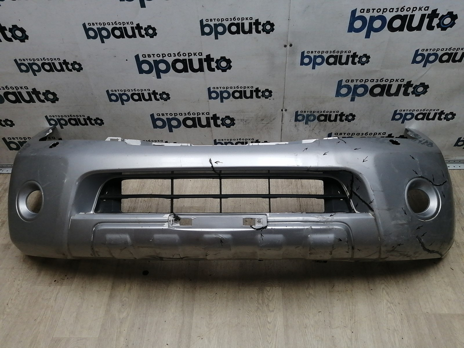 Пример детали Бампер передний; без паркт.; под омыват. (62022-5X00H); Nissan Pathfinder III рест. (2010-2014) /AA045065/ БУ; Оригинал; Р2, Удовлетворительное; 