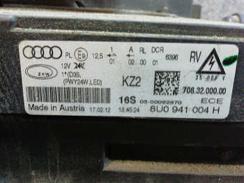 Пример детали Фара правая, ксенон, светодиодная (8U0 941 004 H); Audi Q3 I (2011-2014) /AA000241/ БУ; Оригинал; Р0, Хорошее; 
