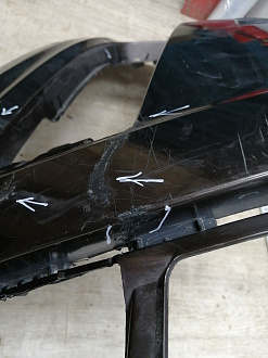 AA045535; Бампер передний; под паркт.; под омыват. (4L0 807 437 H) для Audi Q7 I рест. (2010-2015)/БУ; Оригинал; Р2, Удовлетворительное; 