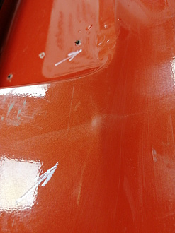 BA000210; Бампер задний; без паркт. (6R6807421BK) для Volkswagen Polo V Hatchback (2009-2013)/БУ; Оригинал; Р1, Мелкий дефект; 