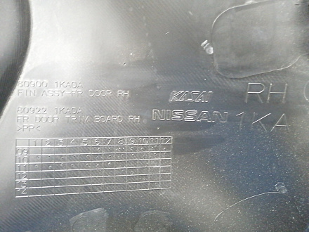 AA017570; Обшивка передней правой двери (80900-1KA0A) для Nissan Juke/БУ; Оригинал; Р0, Хорошее; 