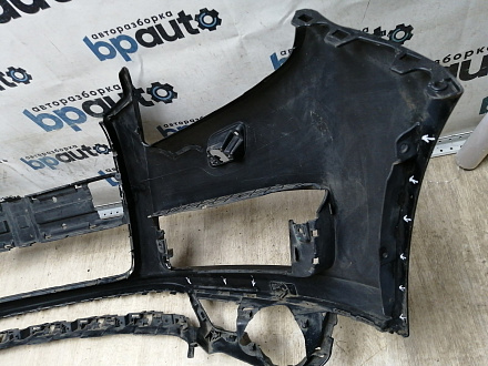 AA045532; Бампер передний; под паркт.; под омыват. (4L0 807 437 H) для Audi Q7 I рест. (2010-2015)/БУ; Оригинал; Р2, Удовлетворительное; 