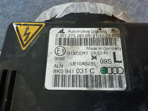 Фотография детали AA000189; Фара левая, ксенон адаптив., светодиодная (8K0 941 031 C) для Audi A4 B8/БУ; Оригинал; Р0, Хорошее; . Фото номер 3