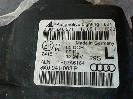 AA000182; Фара ксенон левая, светодиодная (8K0 941 003 P) для Audi A4 B8/БУ; Оригинал; Р2, Удовлетворительное; 
