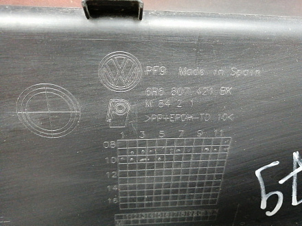 BA000210; Бампер задний; без паркт. (6R6807421BK) для Volkswagen Polo V Hatchback (2009-2013)/БУ; Оригинал; Р1, Мелкий дефект; 