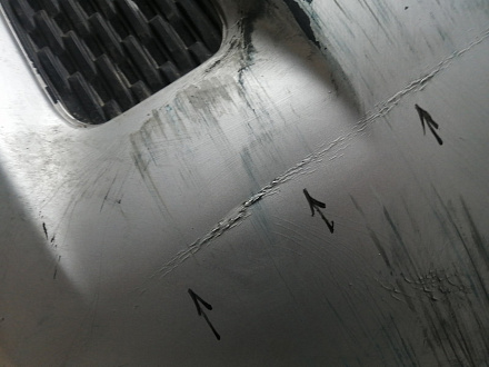 AA045733; Бампер передний, до 2010г; без паркт.; под омыват. (62022-JK60H) для Infiniti G (2006-2013)/БУ; Неоригинал; Р1, Мелкий дефект; 