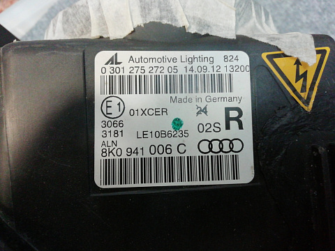 Фотография детали AA000190; Фара правая, ксенон, светодиодная (8K0 941 006 C) для Audi A4 B8/БУ; Оригинал; Р2, Удовлетворительное; . Фото номер 2
