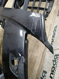 AA028998; Бампер передний; под паркт.; под омыват. (4L0 807 437 H) для Audi Q7 I рест. (2010-2015)/БУ; Оригинал; Р1, Мелкий дефект; 