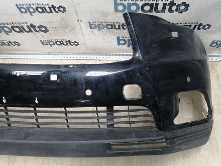 AA045951; Бампер передний; под паркт.; под омыват. (52119-0E220) для Toyota Highlander III (2014 — 2016)/БУ; Оригинал; Р1, Мелкий дефект; 