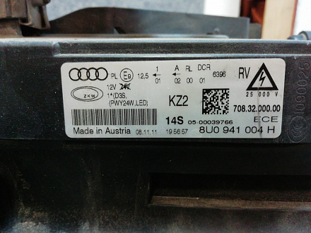 AA000240; Фара правая, ксенон, светодиодная (8U0 941 004 H) для Audi Q3 I (2011-2014)/БУ; Оригинал; Р0, Хорошее; 