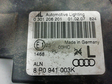 AA000158; Фара галоген левая (8P0 941 003 K) для Audi A3 8P/БУ; Оригинал; Р1, Мелкий дефект; 