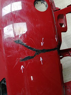 AA045701; Бампер передний; без паркт.; под омыват. (1T0 807 221 M) для Volkswagen Touran II (2010-2015)/БУ; Оригинал; Р2, Удовлетворительное; 