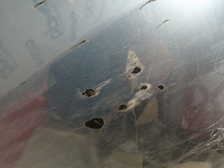 AA046123; Бампер задний; под паркт. (86611-4Y000) для Kia Rio III Sedan (2011- 2015)/БУ; Оригинал; Р1, Мелкий дефект; 