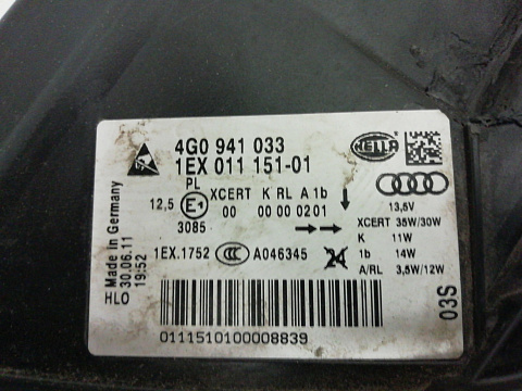 Фотография детали AA000207; Фара левая, светодиодная (4G0 941 033) для Audi A6 C7/БУ; Оригинал; Р2, Удовлетворительное; . Фото номер 3