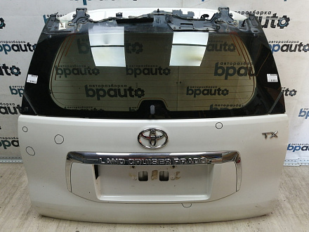 AA044896; Крышка багажника (67005-60F50) для Toyota Land Cruiser Prado 150 (2010 — 2013)/БУ; Оригинал; Р1, Мелкий дефект; (070) Белый перламутр 3х. сл.