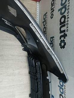 AA045986; Бампер передний; под паркт.; под омыват. (52119-0E220) для Toyota Highlander III (2014 — 2016)/БУ; Оригинал; Р1, Мелкий дефект; 